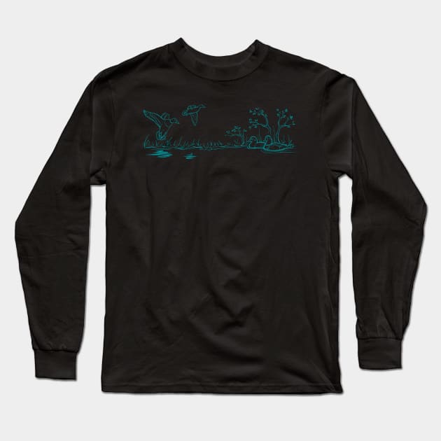 Ducks on a Pond Long Sleeve T-Shirt by DahlisCrafter